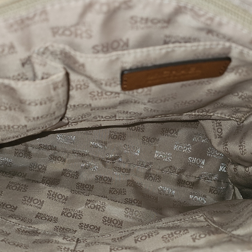 Michael Kors Brown Saffiano Leather Tote with Gold MK Logo - Picture 3 of 5